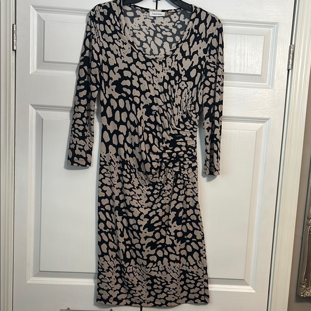 Calvin Klein Black and Cream Women's Dress